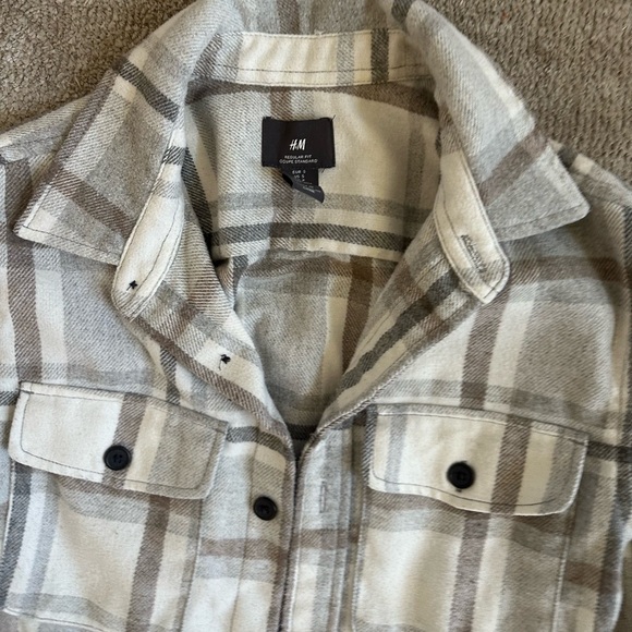 H&M Women's Plaid Jacket - Gray and Cream - Picture 2 of 4